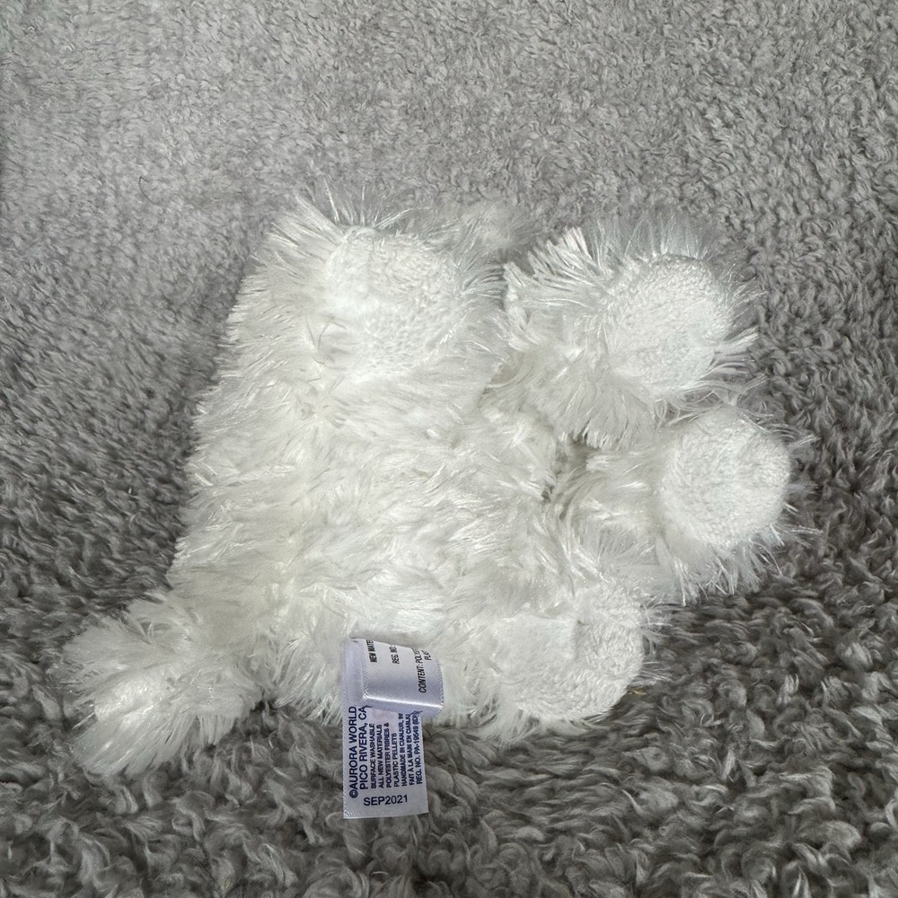 Aurora Poodle Plush 10" White Dog‎ Stuffed Animal Soft Toy Hanging Pink Heart - Picture 7 of 8